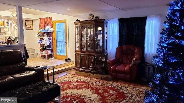 sitting room featuring wood-type flooring