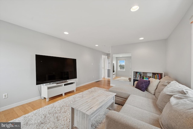 living room featuring light hardwood / wood-style flooring