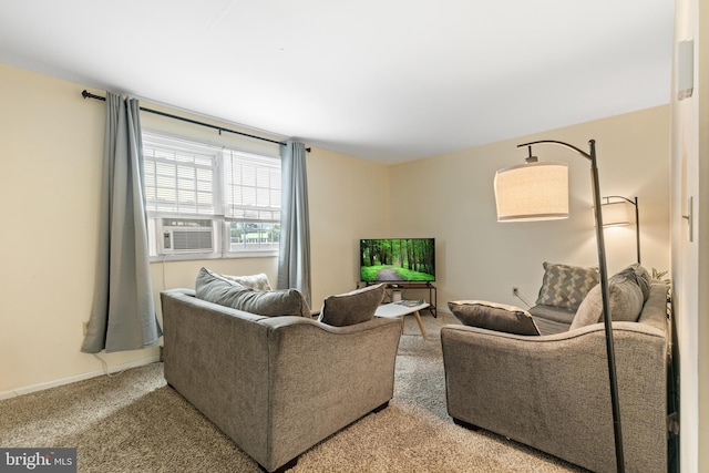 living room with light colored carpet