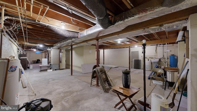 basement with electric water heater