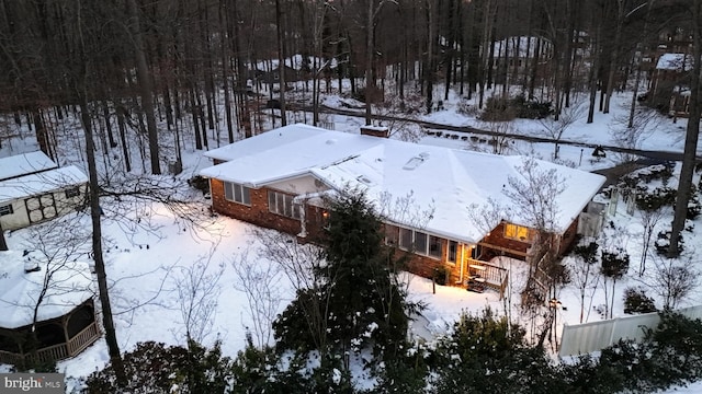 view of snowy aerial view