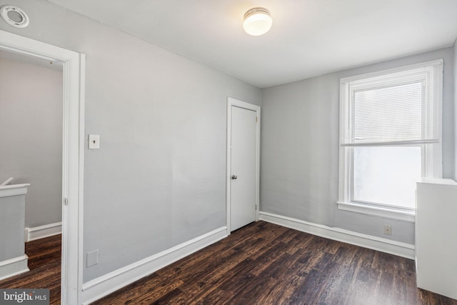 unfurnished room featuring dark hardwood / wood-style flooring