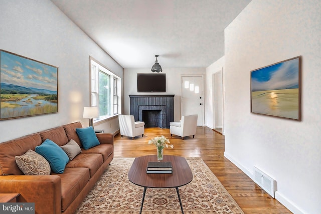 living room featuring wood-type flooring