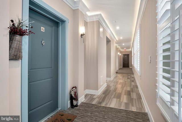 hallway with ornamental molding