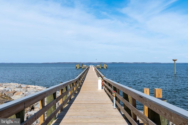 dock area featuring a water view