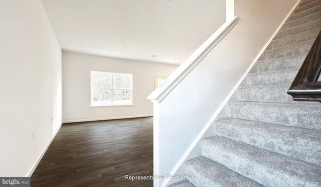 staircase featuring hardwood / wood-style floors