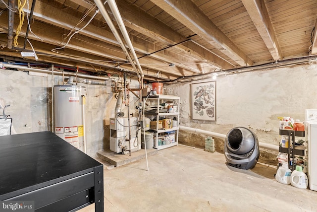 basement with water heater