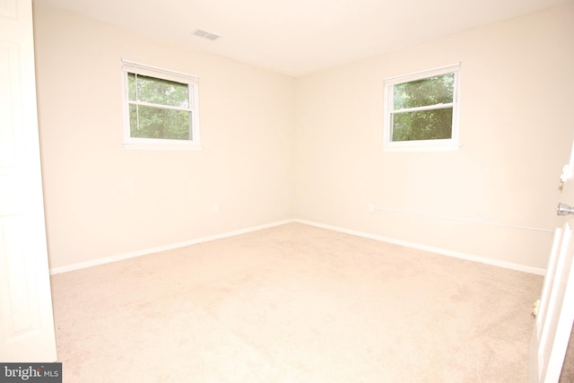 spare room featuring light carpet and a healthy amount of sunlight