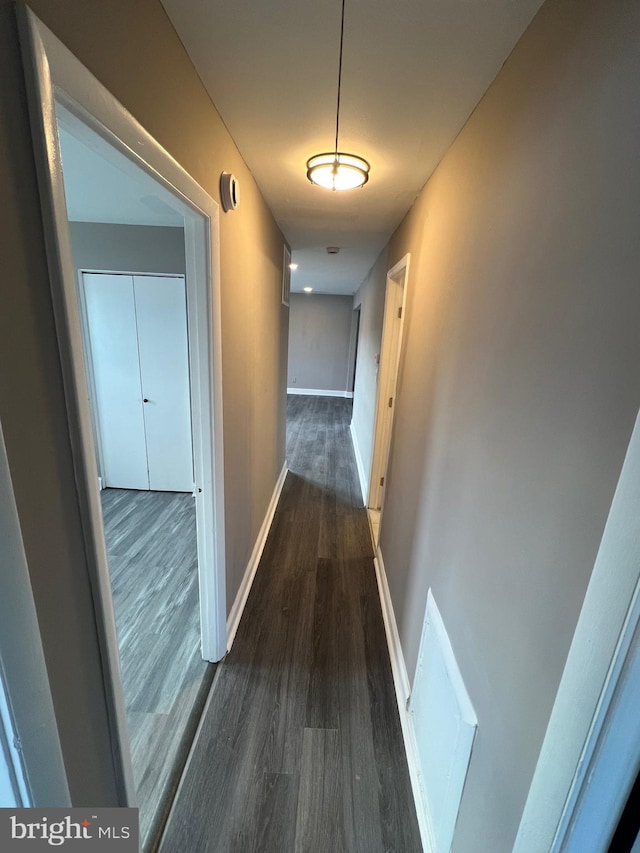 hallway featuring dark hardwood / wood-style flooring