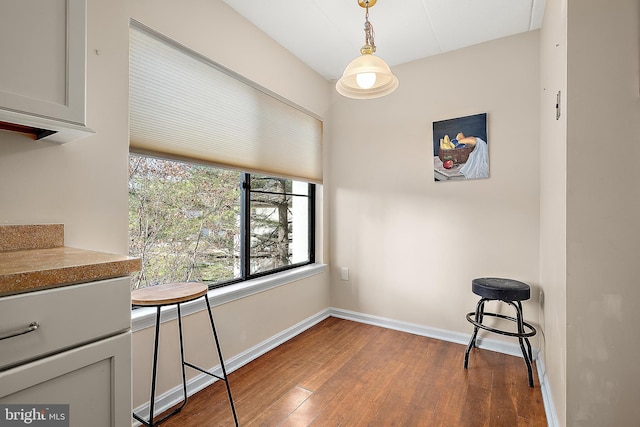 dining room with dark hardwood / wood-style flooring