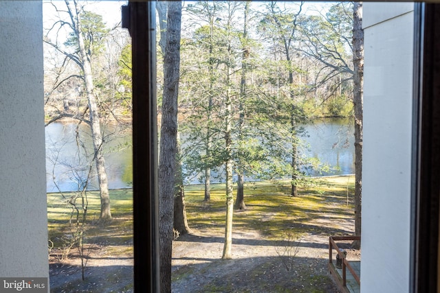 entryway featuring a water view