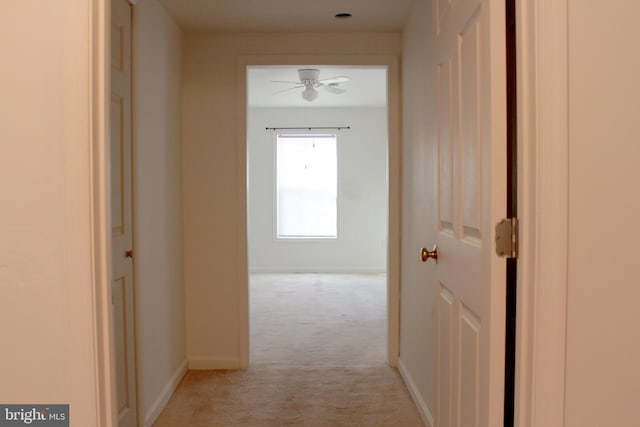 corridor featuring light carpet