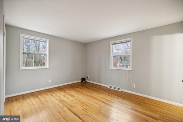 spare room featuring plenty of natural light and wood-type flooring