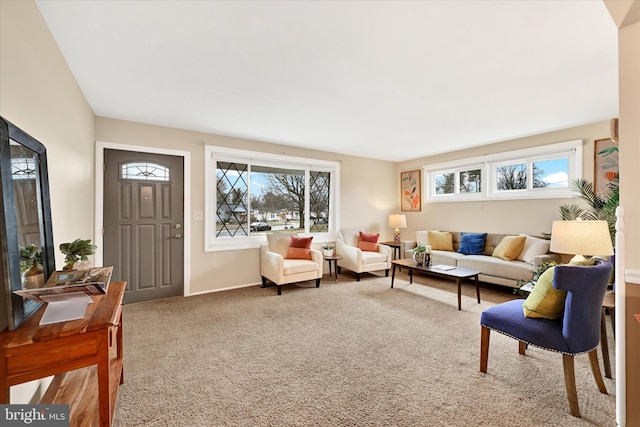 living room with carpet flooring