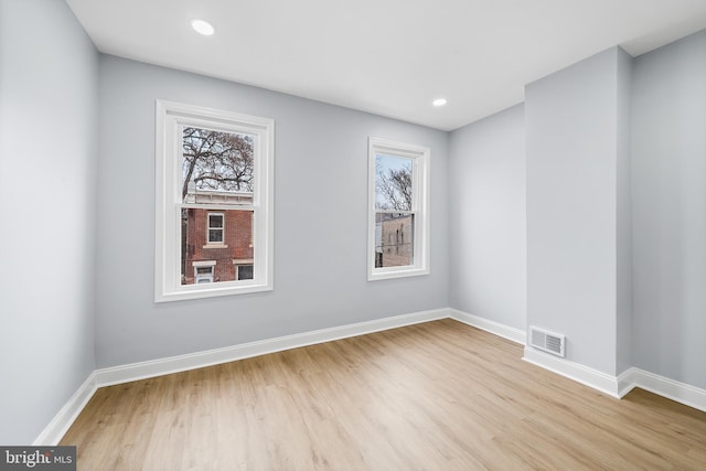 empty room featuring light wood-type flooring