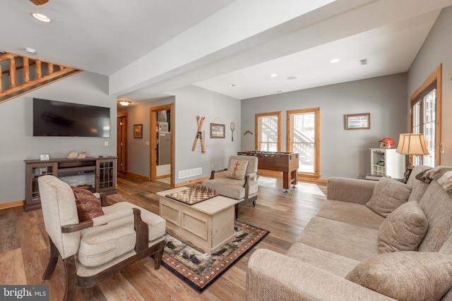 living room featuring light hardwood / wood-style floors