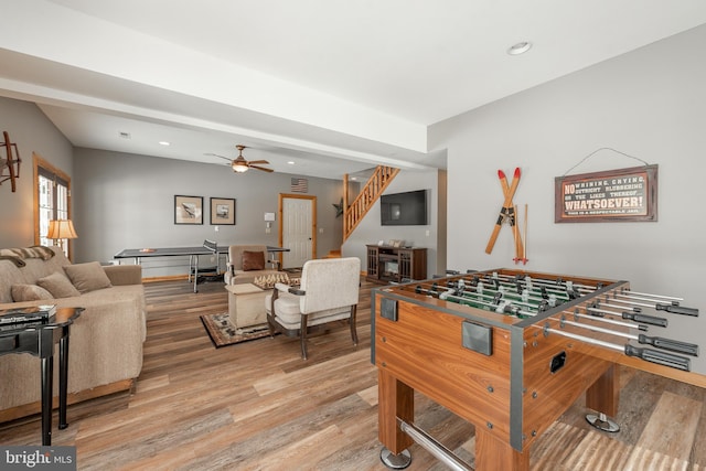 219 Mountaintop Rd, Mc Henry, MD 21541 - playroom with light wood-style flooring, recessed lighting, and a ceiling fan