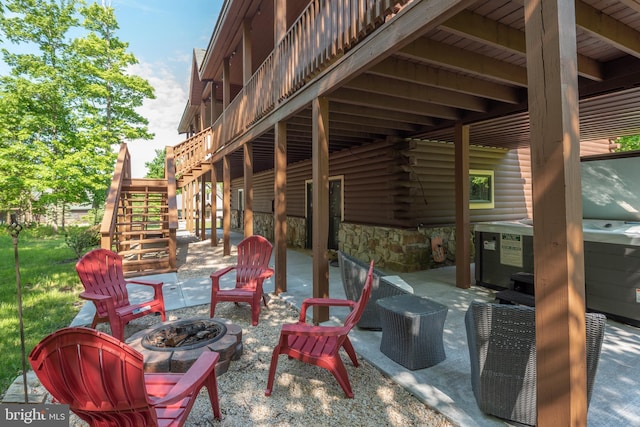 219 Mountaintop Rd, Mc Henry, MD 21541 - view of patio / terrace featuring an outdoor fire pit and stairs