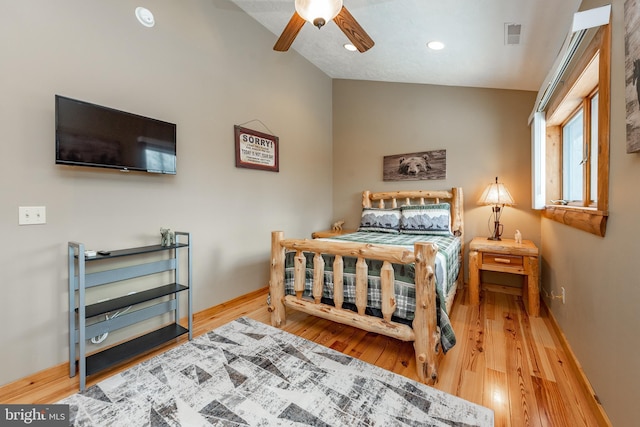 219 Mountaintop Rd, Mc Henry, MD 21541 - bedroom featuring wood finished floors, vaulted ceiling, a ceiling fan, and recessed lighting