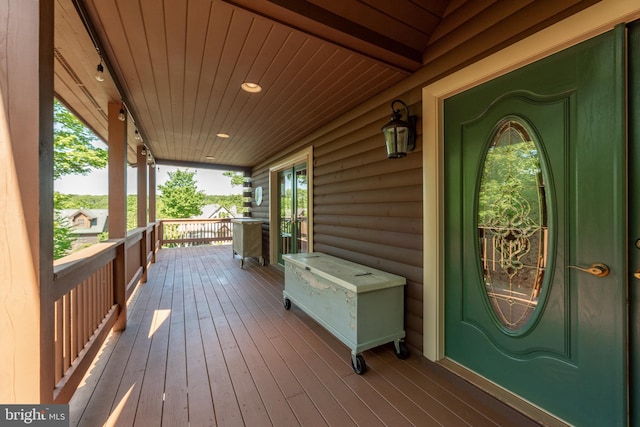 wooden deck with covered porch