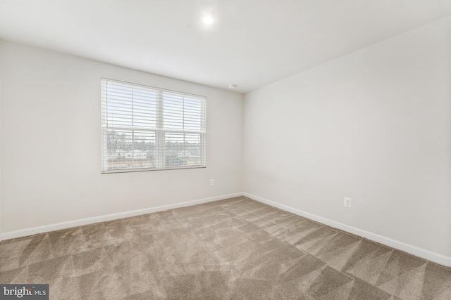 unfurnished room featuring light carpet