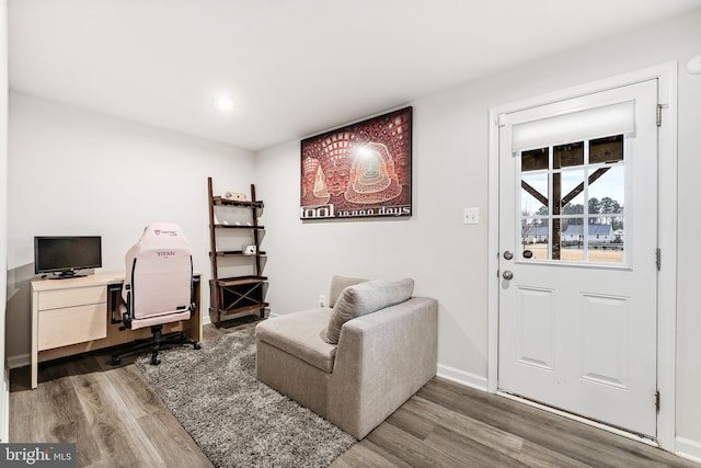 office area featuring hardwood / wood-style flooring