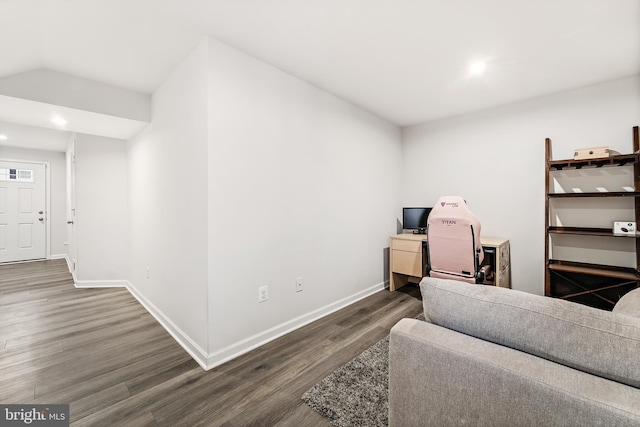 sitting room featuring dark hardwood / wood-style floors