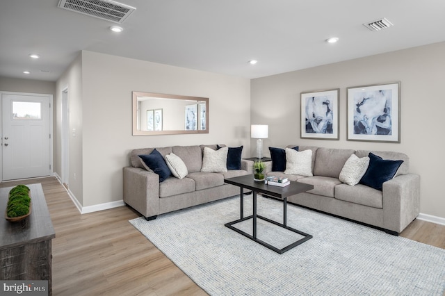 living room featuring light hardwood / wood-style floors