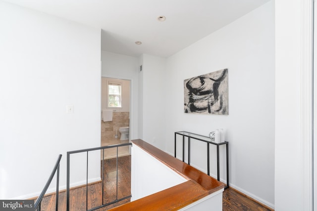 corridor featuring dark hardwood / wood-style floors