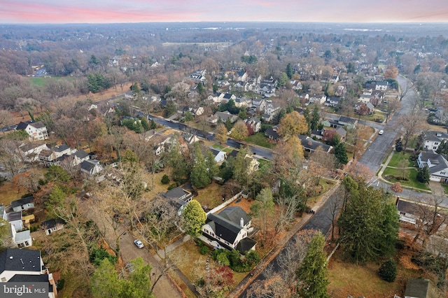 view of aerial view at dusk