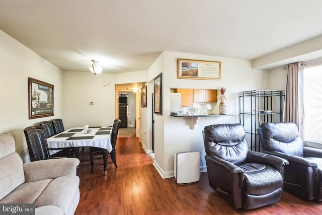 living room featuring dark hardwood / wood-style floors