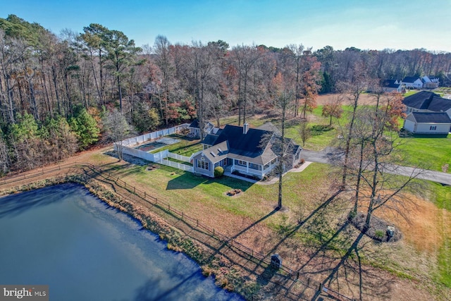 bird's eye view featuring a water view