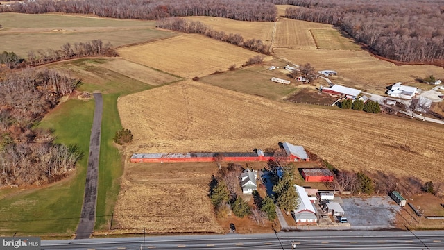 drone / aerial view featuring a rural view