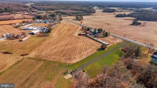 aerial view featuring a rural view