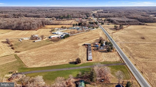 aerial view featuring a rural view