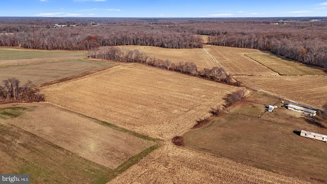 birds eye view of property with a rural view