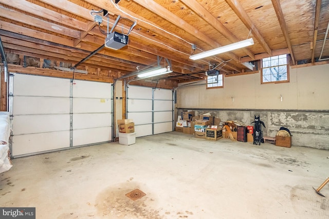 garage with a garage door opener