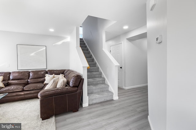 living room featuring light wood-type flooring