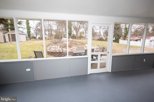 view of unfurnished sunroom