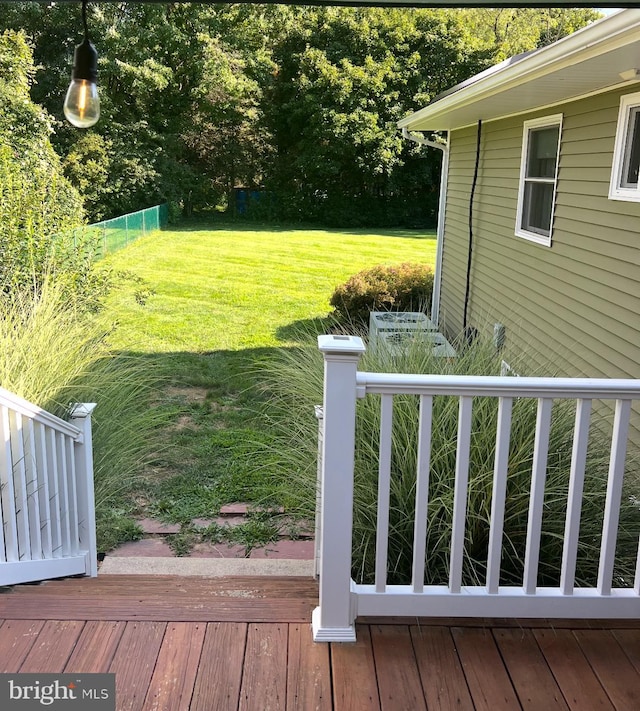 view of yard featuring a wooden deck