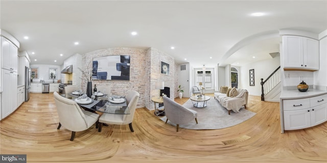 living room featuring light wood-type flooring