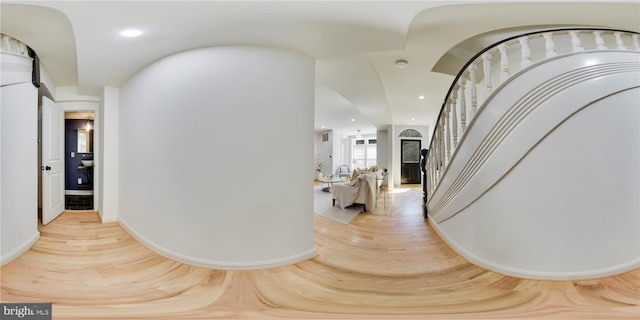 hallway with light parquet flooring