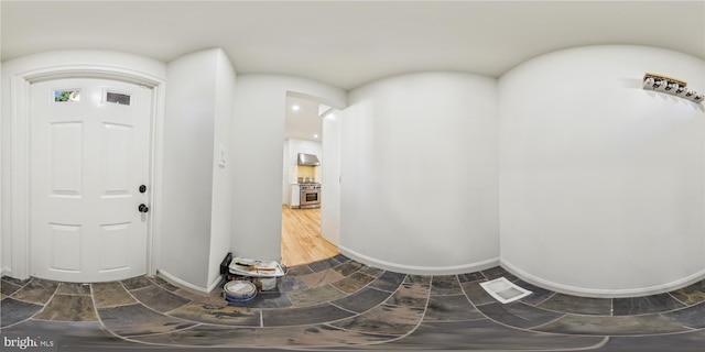 foyer entrance featuring wood-type flooring