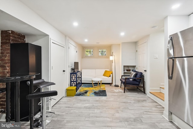 living room featuring light hardwood / wood-style flooring