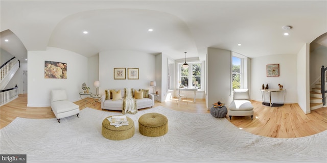 living room with wood-type flooring