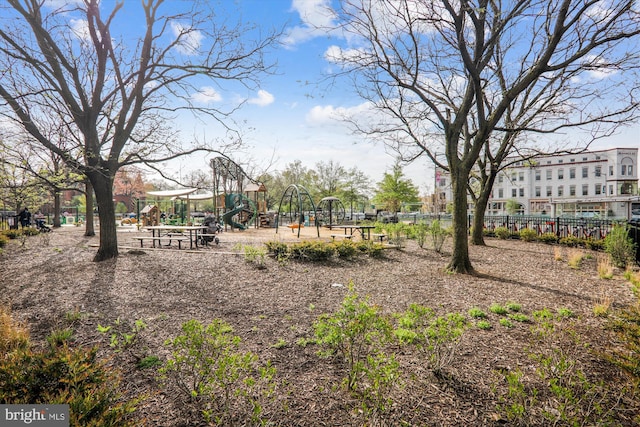 view of community with a playground