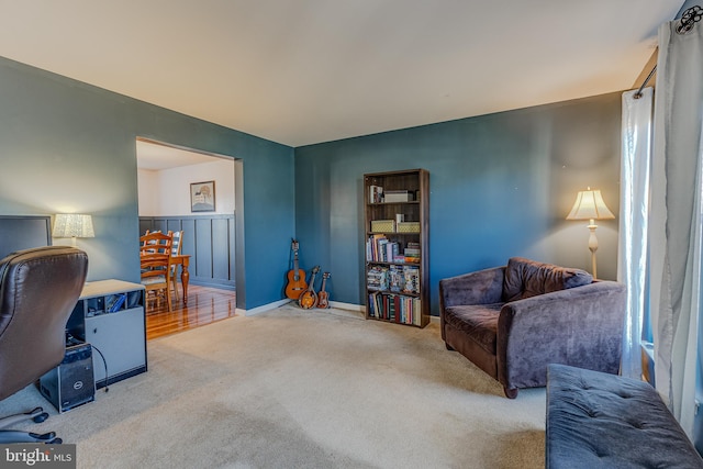 view of carpeted home office