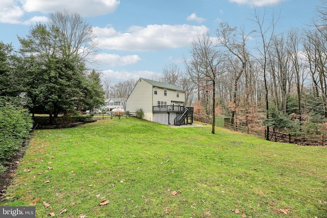 view of yard with a deck