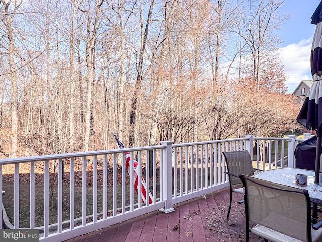 wooden balcony with a deck