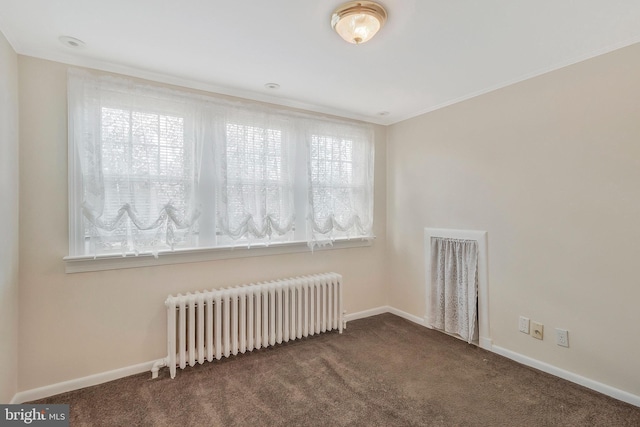 carpeted empty room with radiator